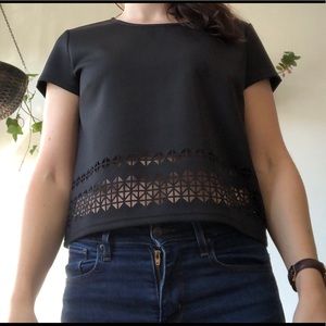 Crop top with geometric slits